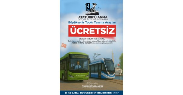 19 Mayıs'ta Kocaeli'nde ulaşım ücretsiz