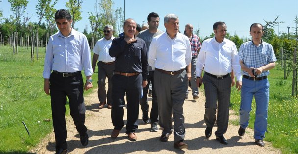 Bayraktepe Parkı'ndaki  çalışmaları denetlediler