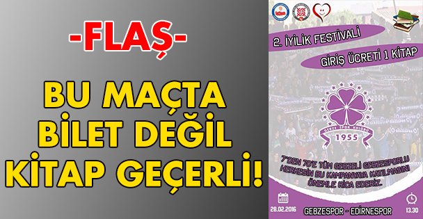 Bu maçta bilet yerine kitap var