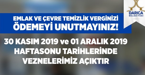 Darıca Belediyesi'nde vezneler hafta sonu açık