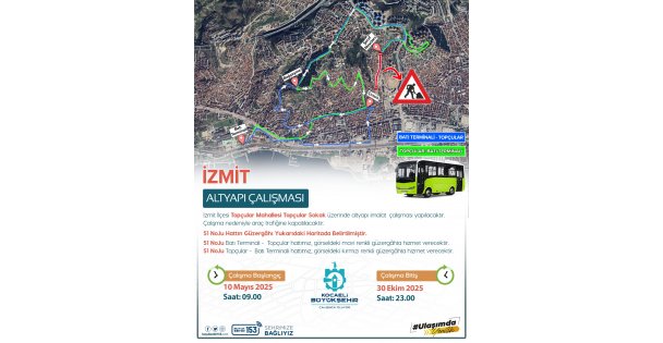 Hat 51 ve 53'te geçici güzergah değişikliği