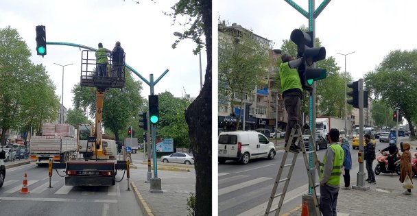 Trafik ışıkları bakım ve onarımdan geçiyor